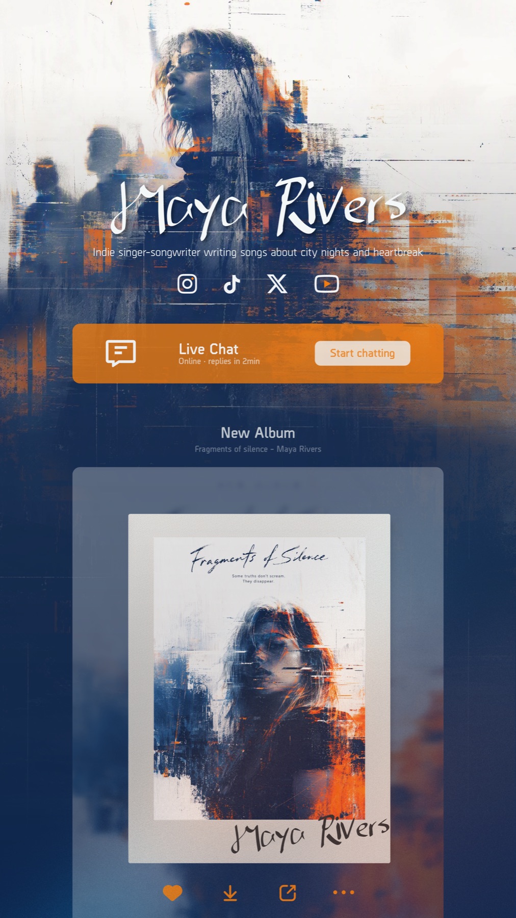 Maya Rivers contact page design