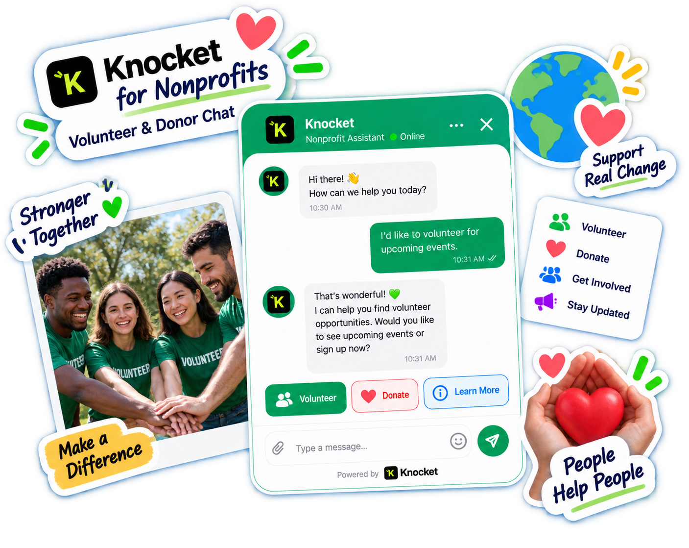 Knocket 非营利组织版——志愿者与捐赠者聊天，附社区照片