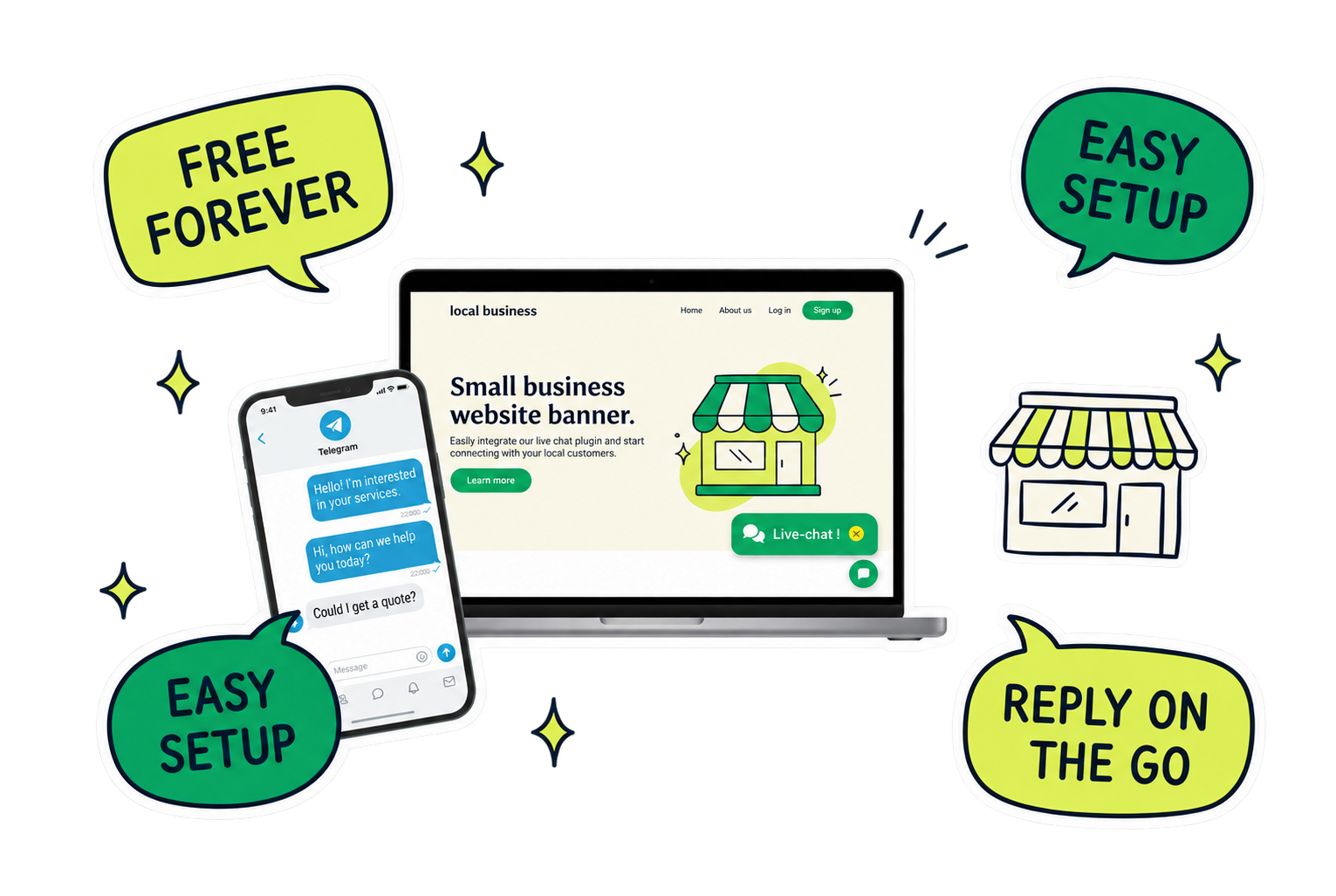 Knocket free live chat widget for a small business website