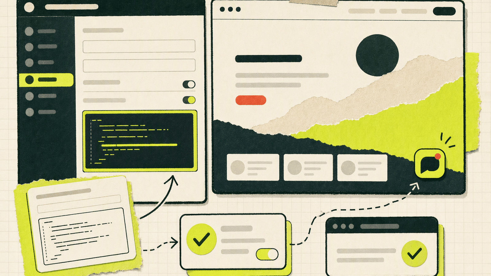 Knocket embed code being pasted into a website settings panel with a small chat widget preview on the page.