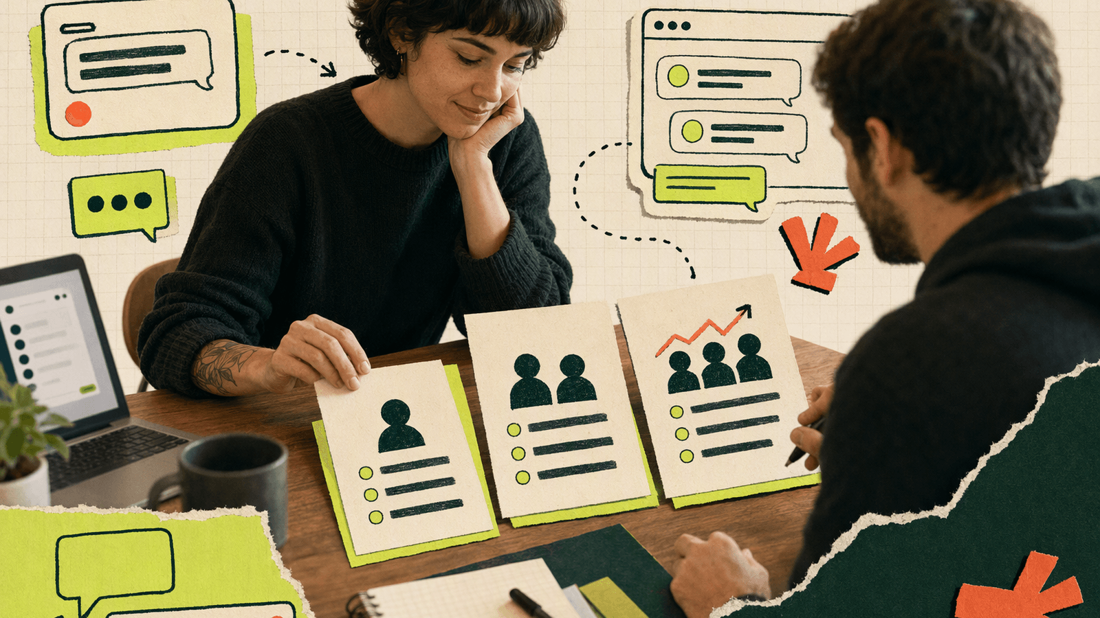 A small business owner and support teammate choose a free live chat tool based on team size and growth needs.
