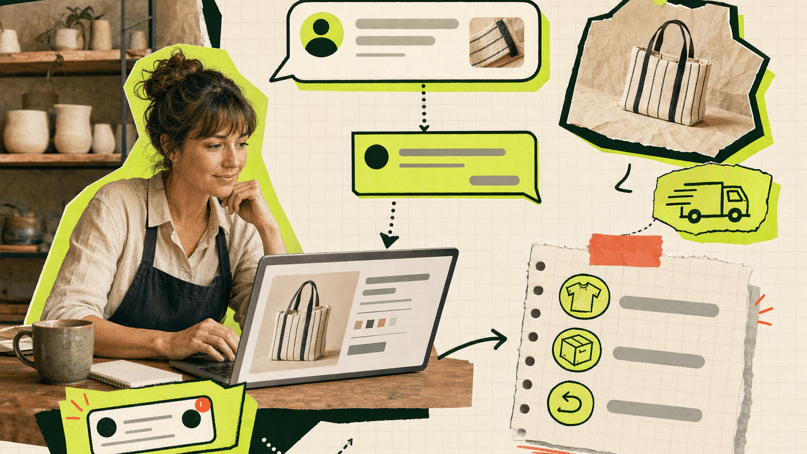 Shop owner helping an online buyer compare product options before checkout in a WooCommerce store.